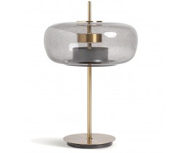 Glamour noční LED lampa Gana v atypickém tvaru s nohou z kovu ve zlaté barvě s akrylovým nátěrem s krytem z krystalu v kulatém oblém tvaru se zakouřeným efektem