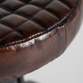 Luxusní industriální kožená hnědá kulatá otočná taburetka Londia s černými vintage nožičkami 50 cm