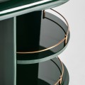 Luxusní oválný art deco příborník Velora v tmavě zelené barvě s úložným prostorem s dvířky se zlatými detaily 180 cm