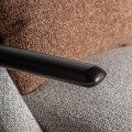 Luxusní atypické industriální šedé křeslo Bilod s hnědým obdélníkovým polštářem a kovovou černou konstrukcí 88 cm