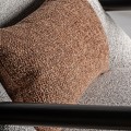 Luxusní atypické industriální šedé křeslo Bilod s hnědým obdélníkovým polštářem a kovovou černou konstrukcí 88 cm