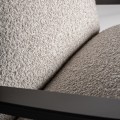 Luxusní čalouněné bouclé industriální houpací křeslo Miria s šedým potahem s černou kovovou konstrukcí 96 cm