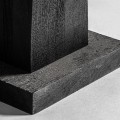Luxusní masivní stojací lampa Ninewe s designovou nohou z mangového dřeva v černé barvě s béžovým jutovým stínítkem 162 cm