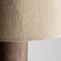Luxusní masivní stojací lampa Ninewe s geometrickou hnědou podstavou z mangového dřeva a béžovým stínítkem 162 cm