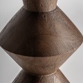 Luxusní masivní stojací lampa Ninewe s geometrickou hnědou podstavou z mangového dřeva a béžovým stínítkem 162 cm