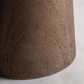 Luxusní masivní stojací lampa Ninewe s geometrickou hnědou podstavou z mangového dřeva a béžovým stínítkem 162 cm