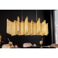 Luxusní art deco lustr Odilon z kovu zlaté barvy s řetězovým zdobením 118cm