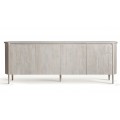 Luxusní art deco čtyřdveřový obdélníkový příborník Manirol s efektem šedé vymyté barvy s oblými rohy 225 cm