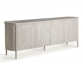 Luxusní art deco čtyřdveřový obdélníkový příborník Manirol s efektem šedé vymyté barvy s oblými rohy 225 cm