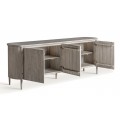 Luxusní art deco čtyřdveřový obdélníkový příborník Manirol s efektem šedé vymyté barvy s oblými rohy 225 cm
