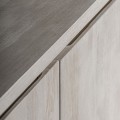 Luxusní art deco čtyřdveřový obdélníkový příborník Manirol s efektem šedé vymyté barvy s oblými rohy 225 cm