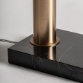 Art deco stolní černá matná lampa Zar s kovovým nastavitelným stínítkem s černou mramorovou podstavou s bílými žilkami 55 cm