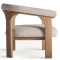 Luxusní art deco masivní hnědé křeslo Rarin s čalouněním a béžovým textilním potahem 80 cm