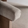 Luxusní art deco masivní hnědé křeslo Rarin s čalouněním a béžovým textilním potahem 80 cm