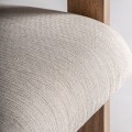 Luxusní art deco masivní hnědé křeslo Rarin s čalouněním a béžovým textilním potahem 80 cm