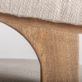 Luxusní art deco masivní hnědé křeslo Rarin s čalouněním a béžovým textilním potahem 80 cm