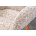 Designová moderní otočná židle Gothenborg se světlým béžový buklé čalouněním as opěrkami na ruce 61 cm