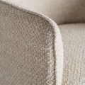 Luxusní art deco béžové čalouněné prošívané křeslo Ria s úzkou konstrukcí a textilním potahem se zlatým kovovým detailem 86 cm