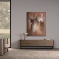 Luxusní art deco hnědý televizní stolek Ardelle obdélníkového tvaru se dvěma šuplíky se zlatými úchyty 192 cm