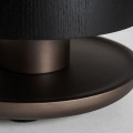 Luxusní kulatý masivní černý příruční stolek Lery s vrchní skleněnou deskou s keramickou bílou výplní 50 cm