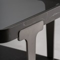 Luxusní art deco čtvercový masivní černý příruční stolek Kuzor se skleněnou vrchní deskou a poličkou 60 cm