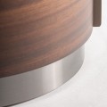Luxusní moderní kulatý noční stolek Grisham s bílou mramorovou vrchní deskou a dvěma šuplíky v hnědé barvě 49 cm