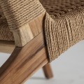Luxusní etno křeslo Conolly z masivního teakového dřeva ve světle hnědé barvě s naturálním výpletem 78 cm