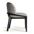 Luxusní art deco jídelní židle Lomond s černým dřevěným rámem a potahem ze sametu a buklé v hnědé a bílé barvě 86 cm