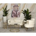 Designová art deco sestava obývacího nábytku Taglia v bílé a zlaté barvě s kožešinou a strukturovaným sklem