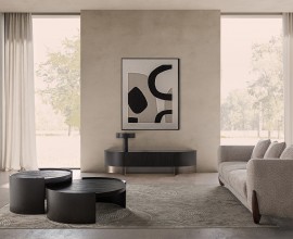 Luxusní art deco sestava nábytku do obývacího pokoje Davaro v moderním provedení v černé a béžové barvě