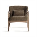 Luxusní retro čalouněné kaki zelené křeslo Ulinop s dřevěnými hnědými nožičkami a opěrkami na ruky 83 cm