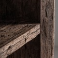 Luxusní koloniální knihovnický regál Larena z masivního hnědého dřeva se třemi policemi a dvoudveřovou skříňkou 220 cm