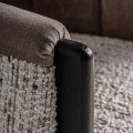 Luxusní retro oblé čalouněné prošívané křeslo Paresol se starorůžovým a bílo šedým potahem s dřevěným hnědým dekorem 76 cm