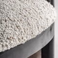 Luxusní retro oblé čalouněné prošívané křeslo Paresol se starorůžovým a bílo šedým potahem s dřevěným hnědým dekorem 76 cm