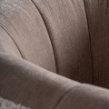 Luxusní retro oblé čalouněné prošívané křeslo Paresol se starorůžovým a bílo šedým potahem s dřevěným hnědým dekorem 76 cm