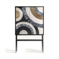 Luxusní art deco dvoudveřová obdélníková barová skříňka Zobilia s barevnými kruhovými vzory s černým kopusem 100 cm