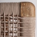 Luxusní etno čalouněná zahradní béžová lenoška Miliana s dřevěným hnědým rámem a textilním výpletem s polštářem 180 cm