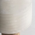 Luxusní art deco kulatá stolní lampa Inika s keramickým bílým stínítkem a válcovou hnědou mramorovou nohou 31 cm