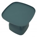 Moderní designový oblý čtvercový přiruční stolek Avanguardio v modré barvě s keramickým vzhledem a hladkým povrchem 48 cm