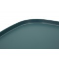 Moderní designový oblý čtvercový přiruční stolek Avanguardio v modré barvě s keramickým vzhledem a hladkým povrchem 48 cm