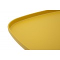Designový zaoblený čtvercový pastelově žlutý příruční stolek Avanguardio s keramickým vzhledem 48 cm