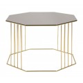 Designová art deco sestava obývacího nábytku Cally v okrové žluté barvě se zlatými a černými akcenty