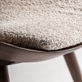 Luxusní art deco geometrické hnědé atypické křeslo Mari s vídeňským ratanovým výpletem a masivním rámem s béžovým potahem 88 cm