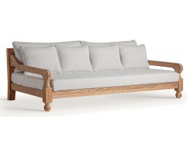 Luxusní koloniální masivní čtyřmístná zahradní sedačka Borinila se šesti polštáři v šedé barvě 250 cm
