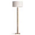 Luxusní art deco travertinová stojací lampa Jerf s bílým válcovým bavlněným stínítkem s bouclé potahem 166 cm
