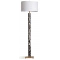 Luxusní art deco mramorová černá stojací lampa Jerf s válcovým bílým stínítkem a kovovou zlatou čtvercovou podstavou 163 cm
