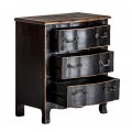 Luxusní vintage černá komoda Zena Noir se třemi zásuvkami s kovovými úchyty s hnědou vrchní deskou 70 cm