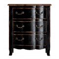 Luxusní vintage černá komoda Zena Noir se třemi zásuvkami s kovovými úchyty s hnědou vrchní deskou 70 cm