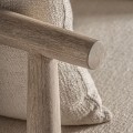 Luxusní moderní čalouněné bavlněné křeslo Lisan v béžové barvě z masivního světlého hnědého březového dřeva 90 cm