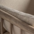 Luxusní moderní čalouněné bavlněné křeslo Lisan v béžové barvě z masivního světlého hnědého březového dřeva 90 cm